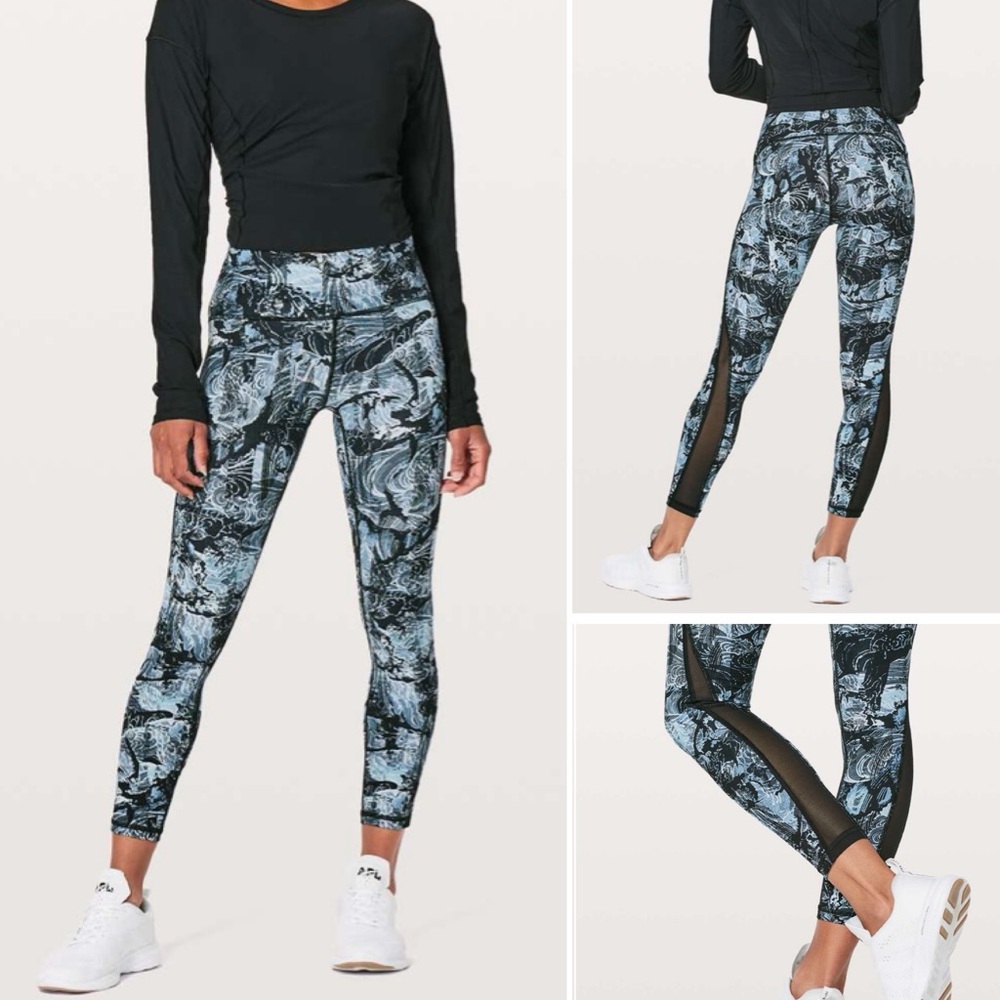 Lululemon Train Times 7/8 Leggings 25" Eternal Wave Starlight Blue Black Size 4
